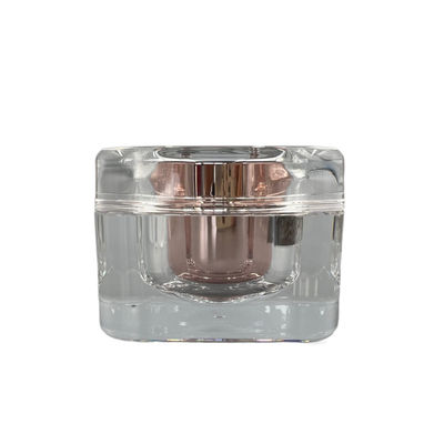 Heavy Weight Square Cosmetic Jar Acrylic Cream Containers 50g With Mirror Lid