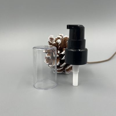PP Black Cream Pump Dispenser 20/410 304H Smooth Closure 0.2ML/T With Full Clear Cap