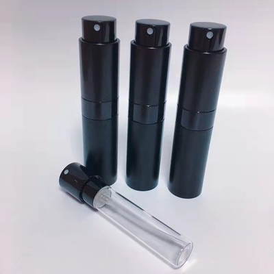 Travel Mini Container Aluminum Refillable Perfume Spray Bottle 8ML Black Aluminum Color
