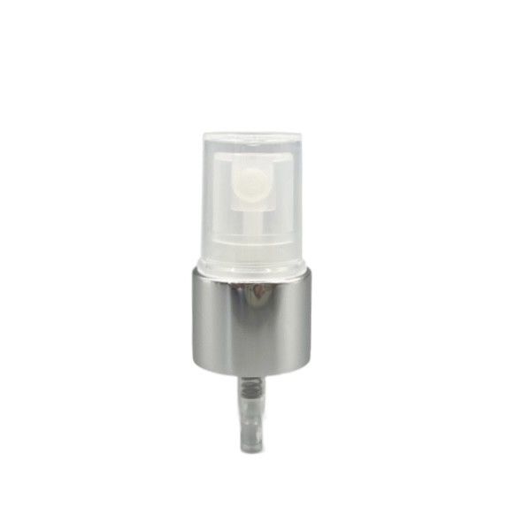 18/410 Fine Mist Sprayer Pump Silver Aluminum Closure 0.12ML SS316 Ribbed Skirt