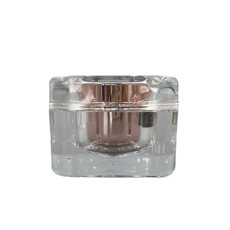 Heavy Weight Square Cosmetic Jar Acrylic Cream Containers 50g With Mirror Lid