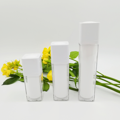 রোটারি স্কয়ার এয়ারলেস বোতল 15ml 30ml 50ml ডাবল ওয়াল সিল্ক স্ক্রীনিং ম্যাট প্যাকেজিং বোতল